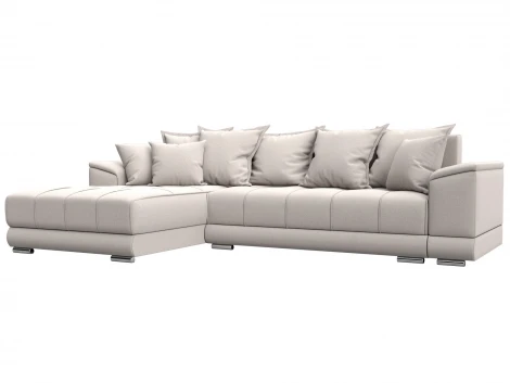 Диван угловой НордСтар левый угол (ДСП,Брус/Пластик/Замша/Бежевый) Лига Диванов 128213L