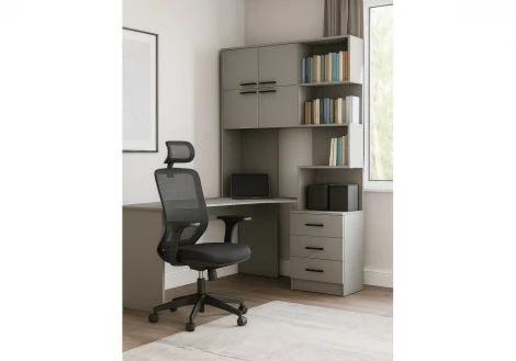 Компьютерный стол Эльброни левый шиншилла серая 664908