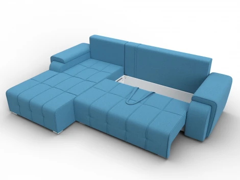 Диван угловой Лига-121 левый угол (ДСП,Брус,Рогожка/Голубой) Лига Диванов 137343L