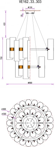 Подвесная люстра каскадная, большая Wertmark Franka WE162.33.303 (220V, на тросе)