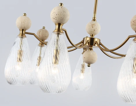 Потолочная люстра на штанге с травертином Ambrella Ceramo Modern LH53287