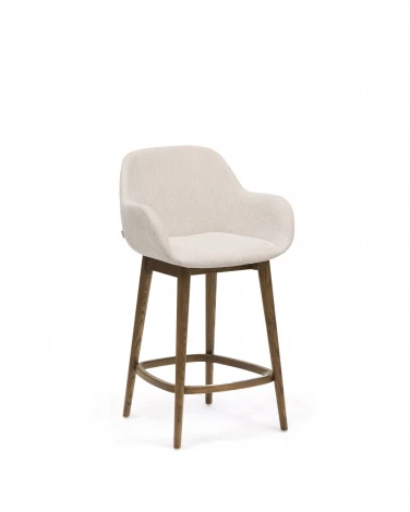 Полубарный стул Konna бежевого цвета с ножками из массива ясеня в темной отделке, 65 см La Forma (ex Julia Grup) арт.216178