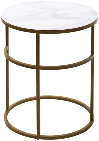 Журнальный столик Френсис Белый мрамор, стекло/ золотой каркас M-city
