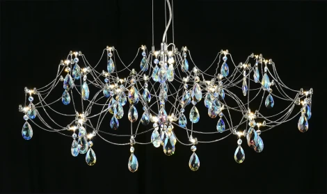 Подвесная люстра светодиодная с пультом и хрустальными подвесками K9 MyFar Ersilia MR2661-60P-50СD