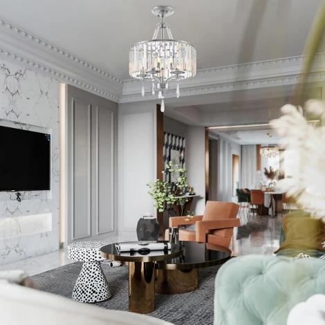 Подвесная люстра хрустальная на штанге Arte Milano Sorrento-1009 371009/5/50/400 CR (220V)