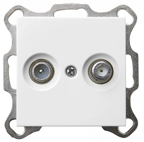 ТВ-розетка оконечная + акустическая (белый глянцевый) Jasmart G-Classic G6204W