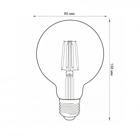 Лампочка светодиодная шар желтая E27 6W Uniel LED-G95-6W/GOLDEN/E27 GLV21GO