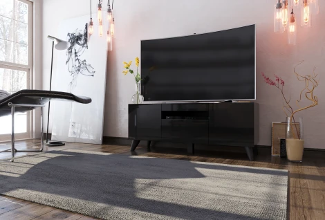 Тумба ТВ Бруклин, 1200 черный глянец, Любимый дом