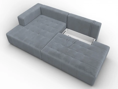 Диван угловой Лига-103 НПБ угол левый (ДСП,Брус,Фанера,Велюр/Серый) Лига Диванов 134807L