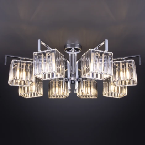 Потолочная люстра Eurosvet April 10126/8 хром/прозрачный хрусталь Strotskis Smart (10117/8)