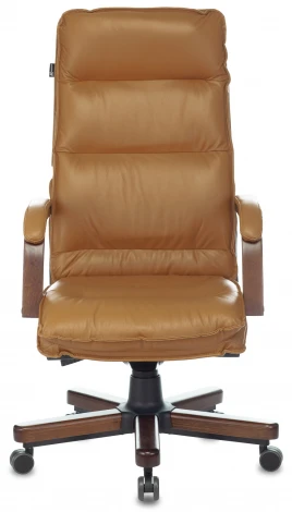 Кресло руководителя Бюрократ T-9927WALNUT горчичный кожа крестовина металл/дерево