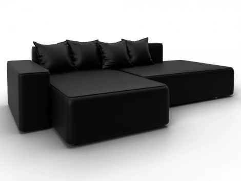 Диван угловой Лига-079 угол левый (ДСП/Пластик/Экокожа/Черный) Лига Диванов 129818L