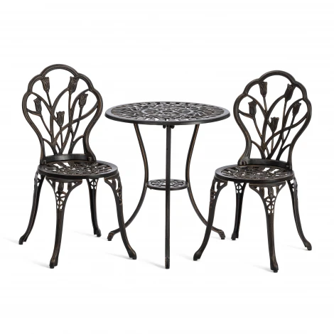 Комплект Secret de Maison Waltz of Flowers/Вальс Цветов (стол+2 стула) алюминиевый сплав, D60/H67, 47х41х86см, бронзовый Tetchair 11378