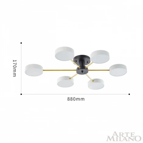 Потолочная люстра на штанге Arte Milano Ferrara 252006/6 Bk/Wh (LED, 220V, круглые)