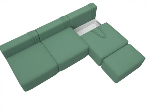 Диван прямой модульный с пуфом Лига-060 НПБ Лонг (ЛДСП,Брус,Фанера/Пластик/Рогожка/Зеленый) Лига Диванов 129712