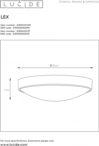 Настенно-потолочный светильник Lucide Lex 08109/01/31 (220V)