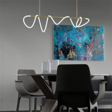 Потолочная люстра на штанге с гибким неоном Lightera Nyasa LE117L-110GA Wi-Fi (LED, 220V, управление смартфоном, голосовое управление, умный дом - Алиса, Tuya Smart, Маруся, Smart Life, Экосистема Сбер)