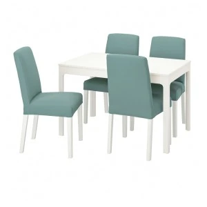 ЭКЕДАЛЕН / БЕРГМУНД Стол и 4 стула, белый, Льюнген светло-зеленый