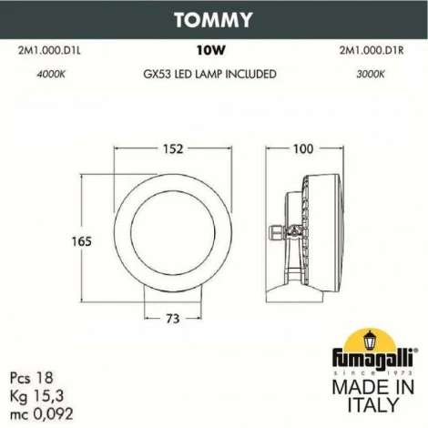 Архитектурная подсветка Fumagalli Tommy 2M1.000.000.LXD1L (220V, IP66)