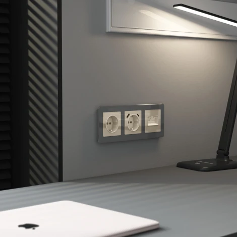 Накладка для двойной розетки Еthernet RJ-45 (айвори акрил) Werkel W1191143 (a064068)