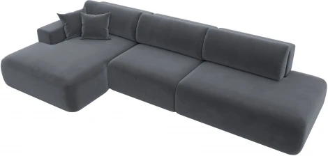 Диван угловой Лига-036 НПБ Модерн Лонг левый угол (Серый/Велюр) Лига Диванов арт.121429L