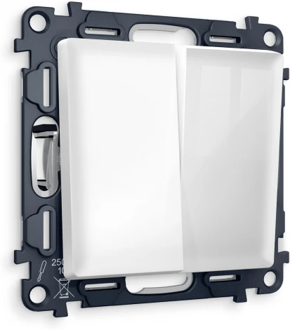 Комплект механизма Ambrella Volt 2-клавишного выключателя ALFA MA103010 Белый глянец QUANT