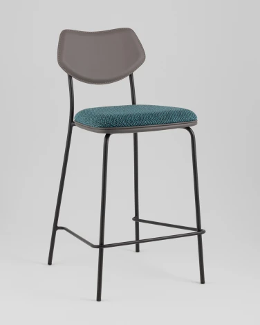 Стул полубарный Casey темно-бирюзовый с серой экокожей Stool Group арт.УТ000039578