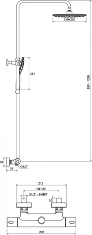 Душевая стойка Ravak Termo 300 TE 093.00/150
