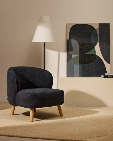 Кресло Ulit из серого шенилла с ножками из бука в натуральной отделке La Forma (ex Julia Grup) арт.219327