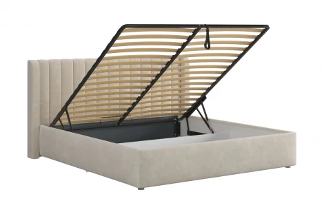 Кровать с подъемным механизмом Ева 180х200 см Mebelson (ДСП,ЛДСП,Велюр/Кремовый) арт.ZP.KM1.8-23.2081