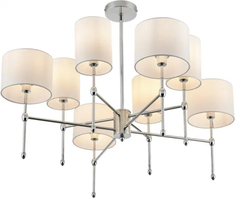 Потолочная люстра на штанге Lumion Latti 6589/8C хром/белый, металл/текстиль E14 8*40W 220V (круглые)