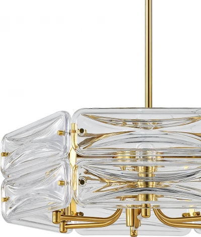 Потолочная люстра на штанге (12046/6P Brass) Indigo Zaffiro V000500 (220V, хрусталь, круглые)