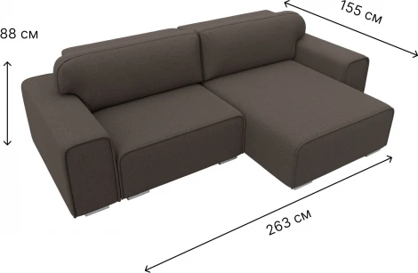 Диван угловой Лига-029 правый угол (Коричневый/Рогожка) Лига Диванов арт.121931