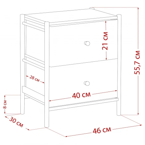 Комод Leset Хайди 2 ящика (Сталь,Экокожа,ЛМДФ/Белый) арт.2500000224300