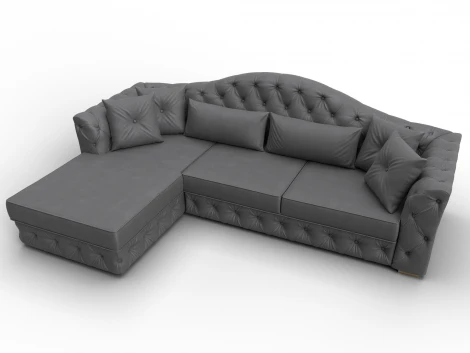 Диван угловой Артис левый угол (Брус,Рейка,Замша/Серый) Лига Диванов 128041L