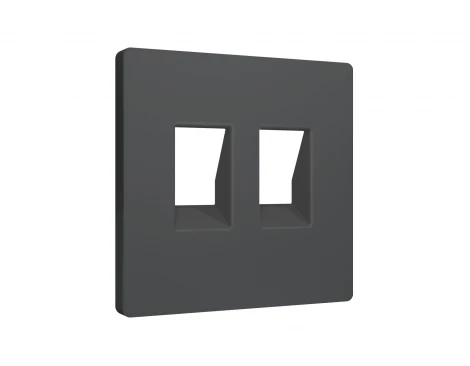 Лицевая панель для Ethernet RJ-45/телефонной RJ-11 двойной розетки (графит мягкое касание) Ambrella Volt QUANT AP9121