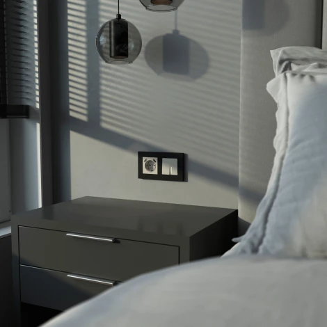 Выключатель двухклавишный проходной с подсветкой (дымчатый) Werkel W1222104