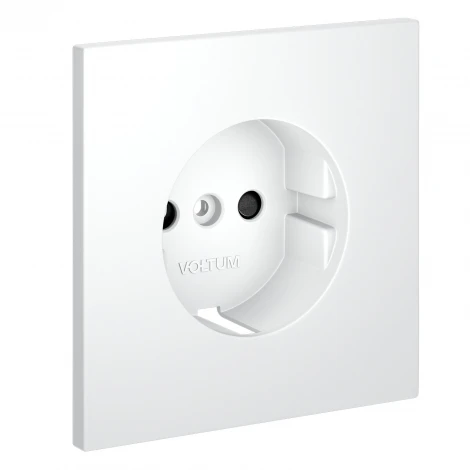 Накладка для розетки с заземлением и защитными шторками Voltum S70 VLS000702 (белый матовый)