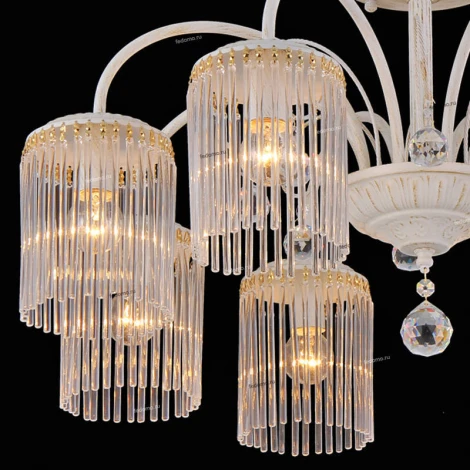 Люстра потолочная Natali Kovaltseva Olbia, 8 плафонов, слоновая кость с золотом, прозрачный