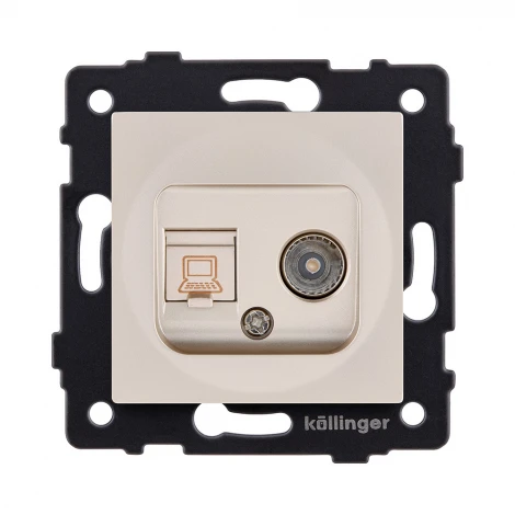 Розетка двойная TV (мама) + RJ45 золотой Kollinger REA-012GD для Aspekt, Eleganz, Reflex