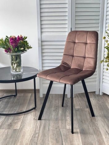 Стул M-City РИЧИ, цвет H-71 Шоколадный, велюр / черный каркас