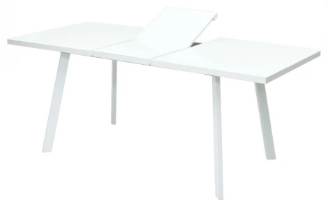 Стол ФИН 140 Белый, стекло/ Белый каркас