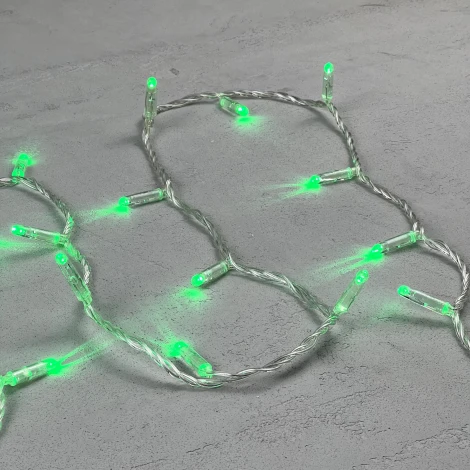 Гирлянда Нить с колпачком 10м зеленая 24В, 100 LED, провод прозрачный ПВХ, IP65 Laitcom PST100CAP-10-1G