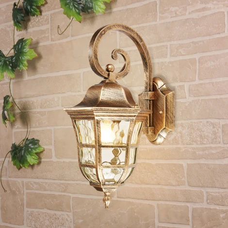Настенный уличный фонарь золото 1013D IP44 Elektrostandard Dorado GL