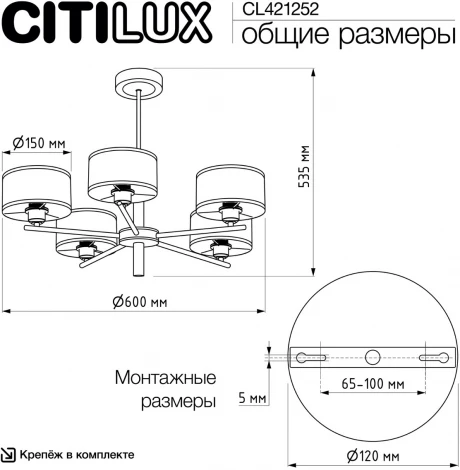 Потолочная люстра на штанге Citilux Alton CL421252 (220V)