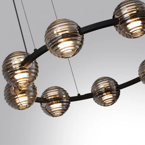 Подвесной светильник Odeon Light Troni 5041/90L черн./золото/дымчатый/металл/стекло LED 90W 4000К 7751Лм (220V, на тросе, шарики)