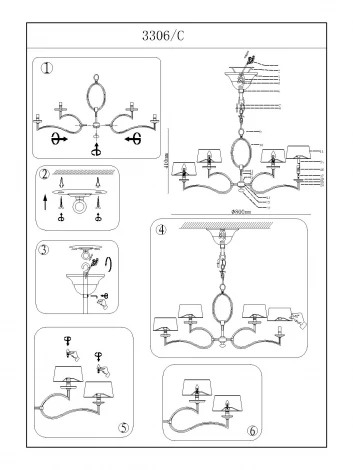 Подвесная люстра Newport 3300 3306/C без абажуров