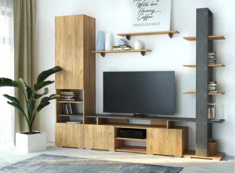 Готовые гостиные Woodville Frenchie дуб золотой / камень темный 499611