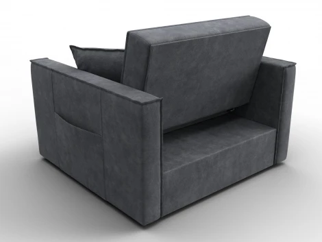 Кресло-кровать Лига-104 (80) (ЛДСП,Брус,Фанера,Велюр/Темно-серый) Лига Диванов 134848
