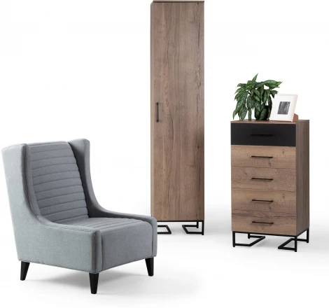Шкаф 1-дв. Loft_Дуб табак (без полок)  R-Home арт.4009292h_Табак